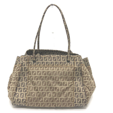 FENDI Handbag 8BN174 PVC / nylon beige Zucchino Women Used Authentic